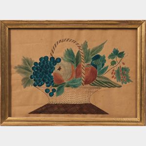 American School, Mid-19th Century Still Life Basket of Fruit