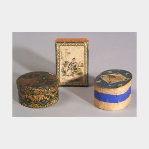 Three Small Paper-Covered Trinket Boxes