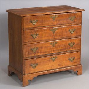 Chippendale Maple and Tiger Maple Chest of Drawers