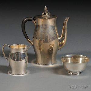 Three-piece Tuttle "Paul Revere Reproduction" Sterling Silver Coffee Service