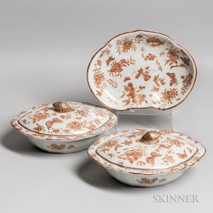 Three Sepia and Gilt Export Porcelain Table Items