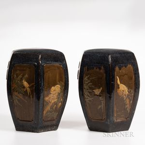 Pair of Glazed Pottery Garden Seats