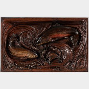 Leander Allen Plummer II (Massachusetts/Maine, 1857-1914) Carved "Relief Painting" of Two Trout