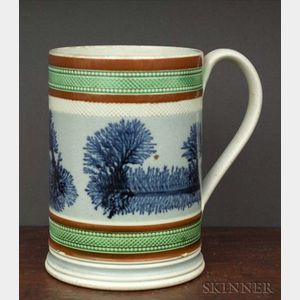 Mochaware Pint Mug with Blue "Seaweed" Decoration