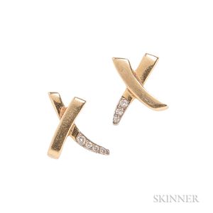 18kt Gold and Diamond "X" Earrings, Paloma Picasso, Tiffany & Co.