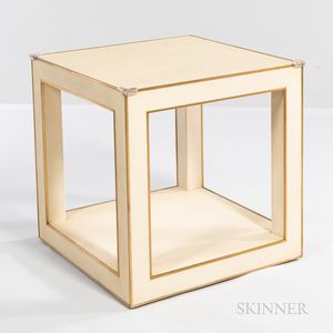 Modern White Shagreen-style Cube Side Table