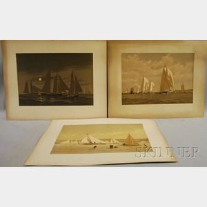 Frederic Schiller Cozzens (American, 1846-1928) Lot of Six Unframed Chromolithographs from American Yachts