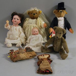 Seven Assorted Dolls and Teddy Bears