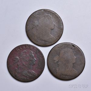 Three 1798 Draped Bust Large Cents