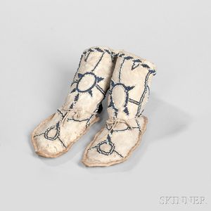 Apache Child's Beaded Hide High-top Moccasins