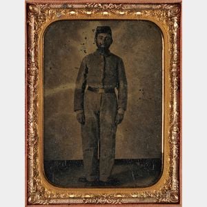 Cased Civil War Tintype Depicting an African American Confederate Soldier