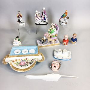 Eight European Ceramic Figural Inkwells and Ink Stands