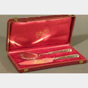 Cased Pair of French .950 Silver Servers