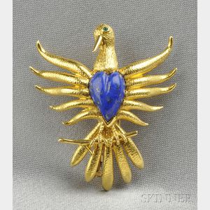 18kt Gold and Lapis Bird Brooch, Schlumberger, Tiffany & Co.