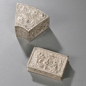 Two Chinese Export Silver Boxes
