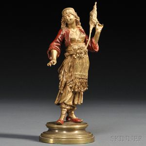 After Emile Coriolan Hippolyte Guillemin (French, 1841-1907) Gilt-bronze Figure of a Gypsy