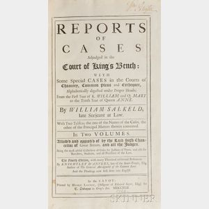 Paterson, William (1745-1806) Signed Copy, Salkeld's Reports of Cases Adjudged in the Court of King's Bench