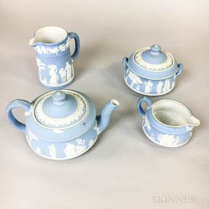 Four Pieces of Wedgwood Light Blue Jasper Tableware