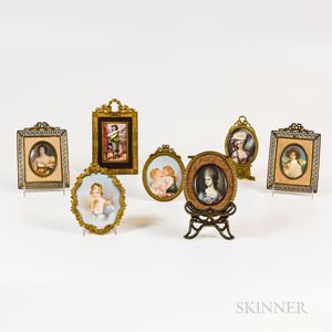 Seven Gilt-framed Portrait Miniatures