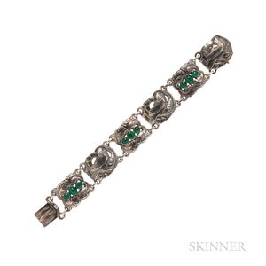 Georg Jensen Sterling Silver and Green Onyx Bracelet