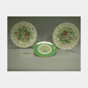 Set of Eight Royal Doulton Malvern Ceramic Dinner Plates and a Set of Six Lenox Floral Decorated Porcelain Dessert Plates.