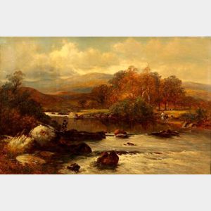David Bates (British, 1841-1921) On the Wye / A Welsh River Scene