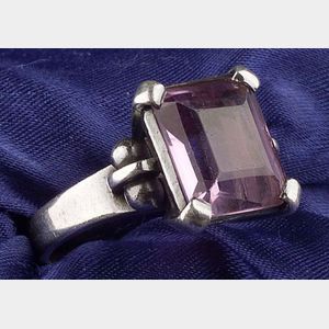 Arts & Crafts Sterling Silver and Amethyst Ring, Kalo