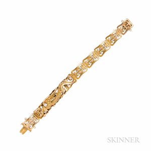 Art Nouveau Riker Bros. 14kt Gold and Diamond Dragon Bracelet