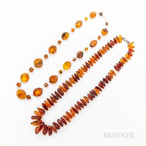 Two Amber Necklaces. 