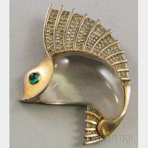 Vintage Lucite and Rhinestone "Jelly Belly" Sailfish Brooch