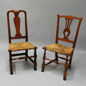 Two Country Cherry Side Chairs