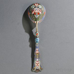 Russian Cloisonné-enameled .875 Silver-gilt Spoon