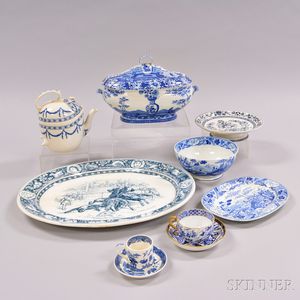Thirty-one Wedgwood Blue Transfer-decorated Tableware Items