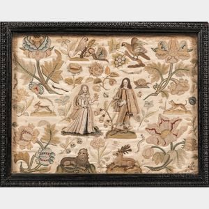 Stumpwork Picture of Charles II and Catherine of Braganza