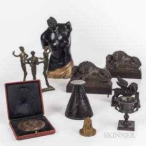 Nine Bronze and Metal Decorative Items