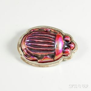 Tiffany & Co. Sterling Silver and Favrile Glass Scarab Brooch
