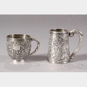Two Chinese Export Silver Mugs