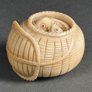 Ivory Netsuke of a Basket