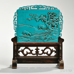 Table Screen with Turquoise Composite Plaque