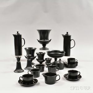 Twenty-three Wedgwood Matte Black Glazed Ceramic Items.