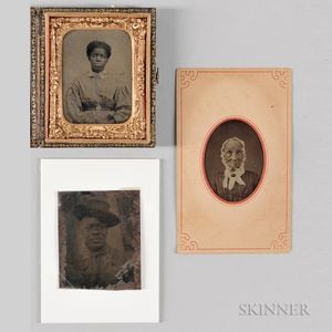 Three Tintypes Depicting African Americans. 