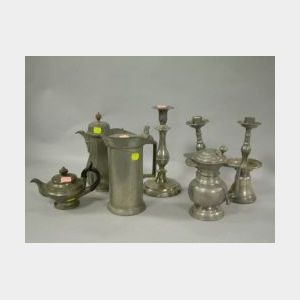 Seven Assorted Pewter Table Items