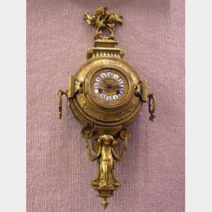 Continental Victorian Cast Brass Wall Clock.