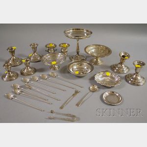 Group of Silver and Weighted Tableware and Serving Items