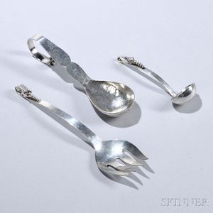 Three Mexican Sterling Silver Serving Pieces