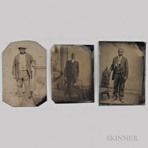 Three Tintypes Depicting Standing African American Men