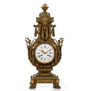 Monumental French Gilt-brass Mantel Clock