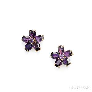 14kt Gold and Amethyst Earclips