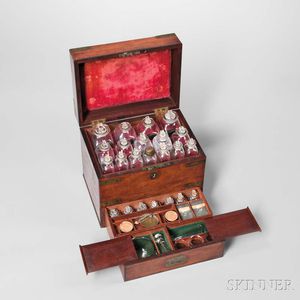 19th Century Mahogany Brass-bound Traveling Apothecary Chest