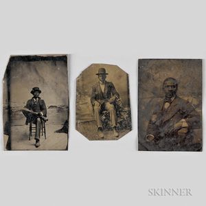 Three Tintypes Depicting Seated African American Men. 
